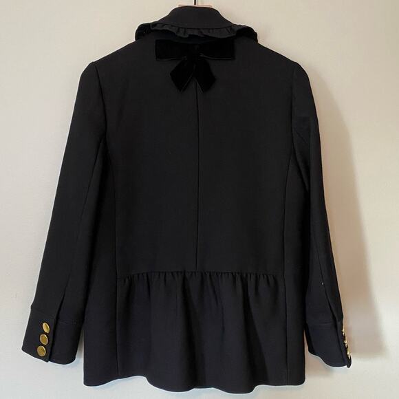 Kate Spade Wool Black Winter Fall Pea Coat Bow on Back - Picture 9 of 13